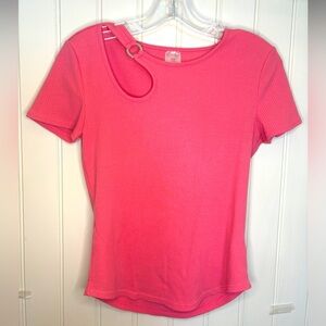 Pink NOBO Shortsleeve Top with Shoulder Cutout